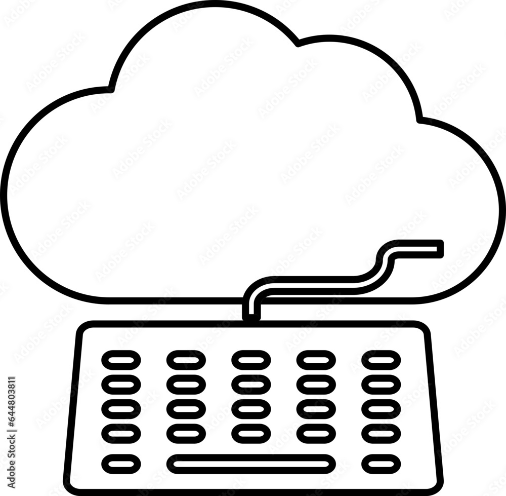 Fototapete isolated cloud with keyboard icon in stroke style.