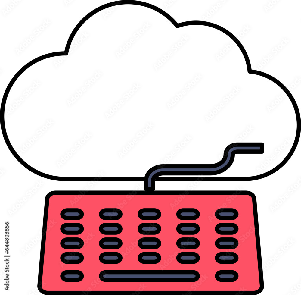 Fototapete isolated cloud with keyboard icon in white and red color.