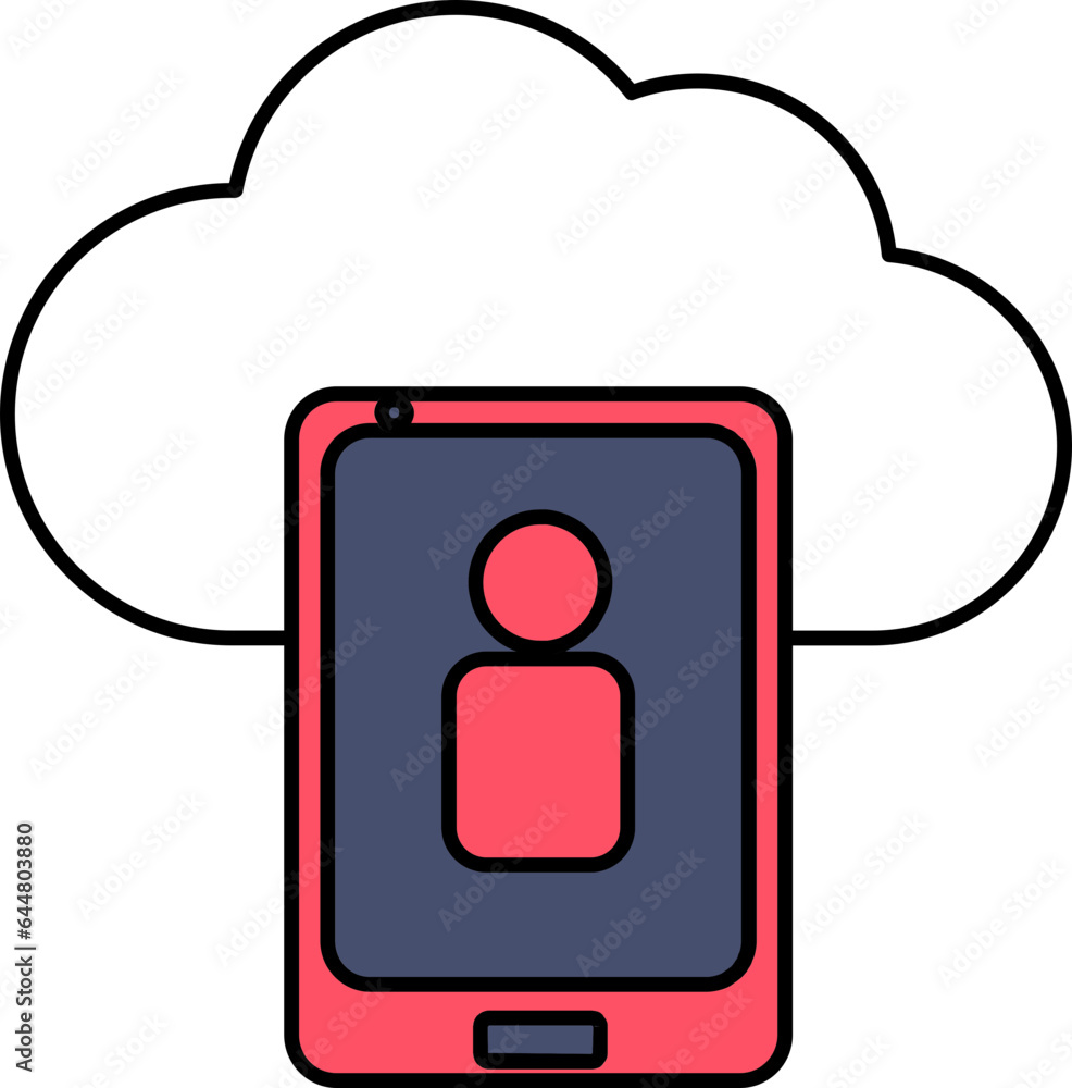 Aufkleber cloud with user profile icon in multicolor.