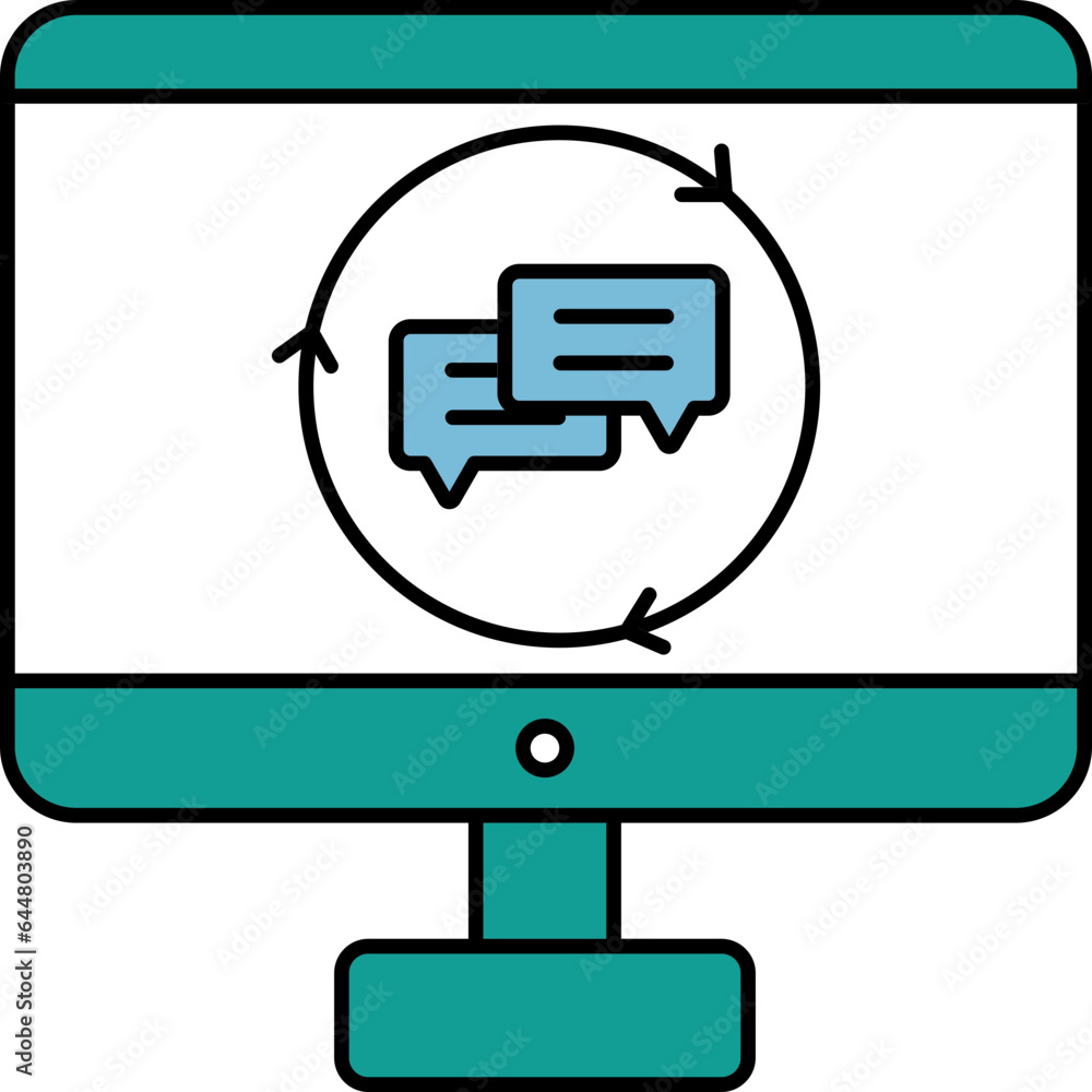 Poster flat style reloading email in desktop screen icon.