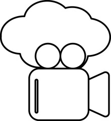 Cloud With Video Camera Icon In Linear Style.