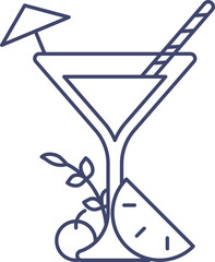 Isolated Martini Glass Icon With Orange Slice Icon.