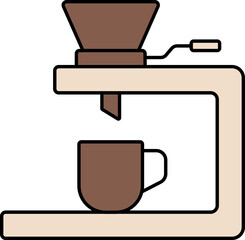 Coffee Grinder Machine Icon In Brown Color.