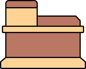 Coffin Icon In Orange And Brown Color.