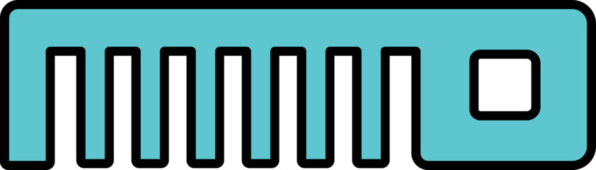 Illustration of Wide Tooth Comb Icon in Flat Style.
