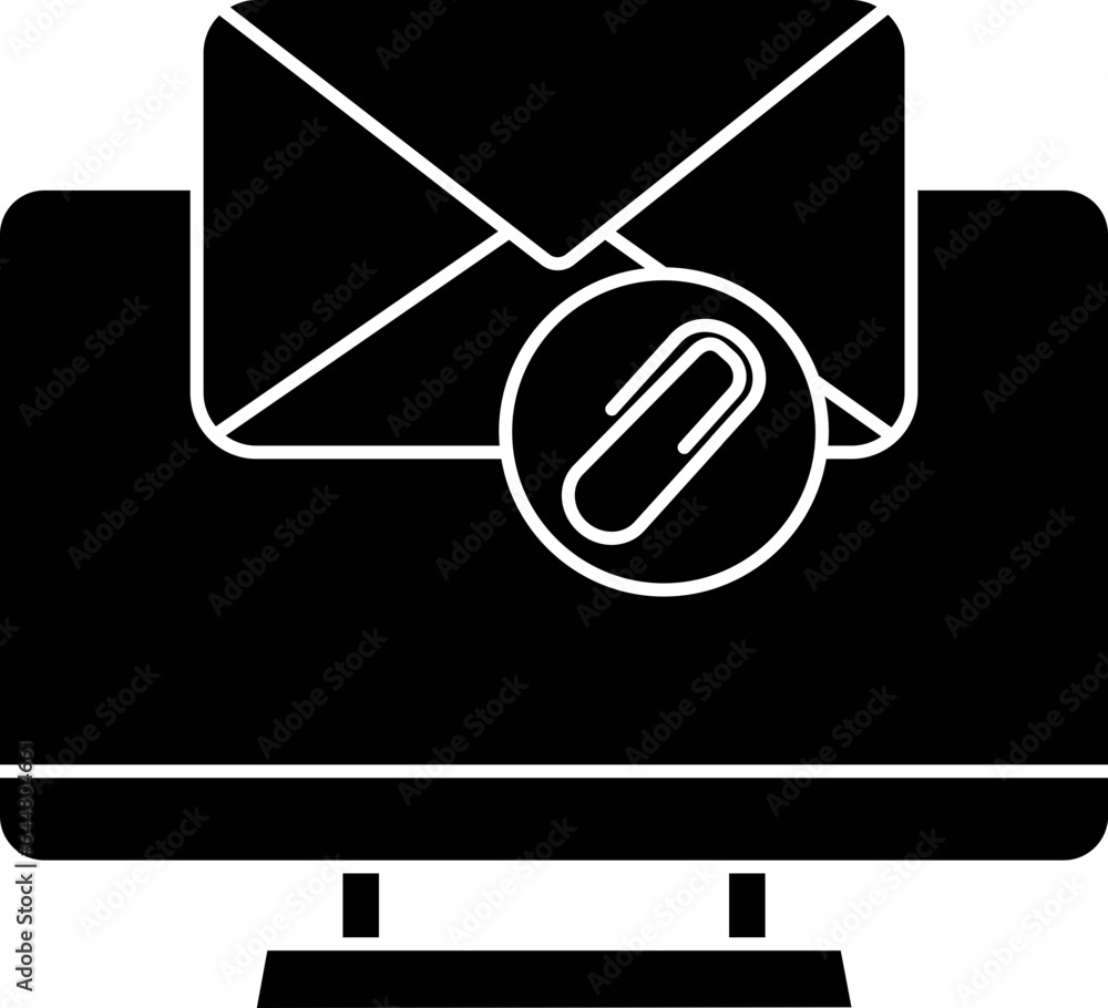 Aufkleber b&w computer with mail icon or symbol.
