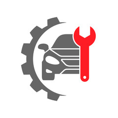 Car repair gear outline icon in flat style. Elements of car repair illustration icon. Signs and symbols can be used. For web, logo, mobile app, UI