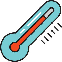 Isolated Thermometer Icon In Red And Blue Color.