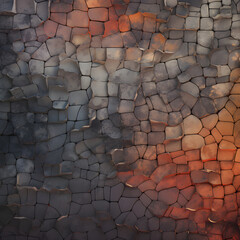 cracked earth texture, Abstract background composed of cobblestones, bricks, and stones in varying shapes and sizes, rendered in shades of grey and orange - AI Generative