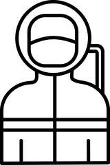 Flat Style Astronaut Icon In Black Outline.