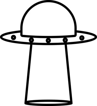 UFO Icon In Black Outline.