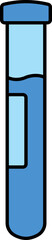 Blue Test Tube Icon In Flat Style.