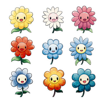 set of flowers 