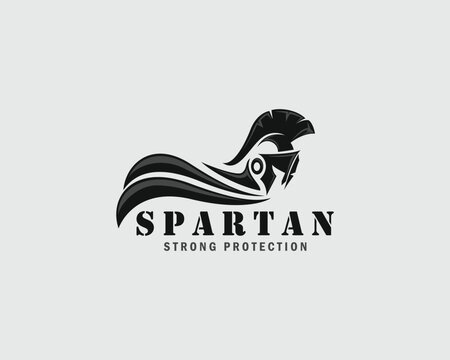 spartan logo creative design concept shield strong helmet protection black vector man
