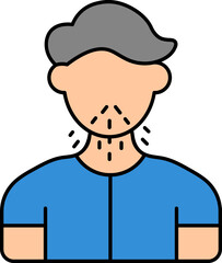 Flat Style Coughing To Man Colorful Icon.