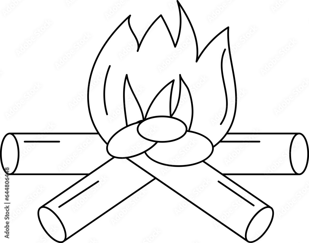 Poster bonfire icon in black outline.