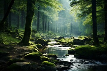 Scenic forest scenery. Generative AI