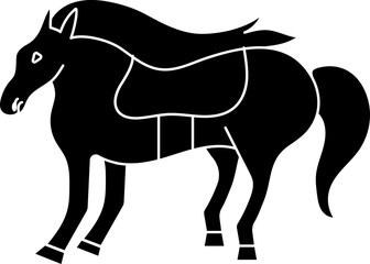 Horse Icon In Glyph Style.
