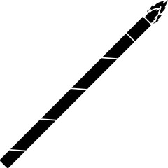 B&W Burn Firework Stick Icon Or Symbol.