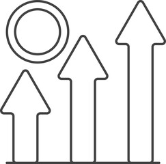 Stoke Style Financial Growing Graph Icon With Coin.