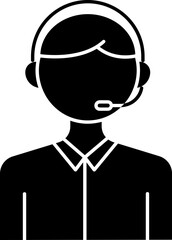 Customer Service Icon In B&W Color.