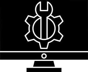 Computer Repair Icon In B&W Color.