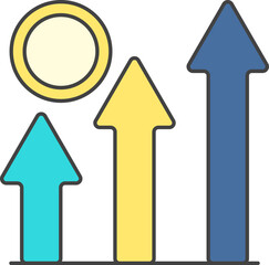 Financial Growing Graph Icon In Flat Style.