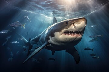 Fototapeta premium Shark swimming underwater.