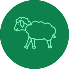 Green Sheep Icon in Flat Style.
