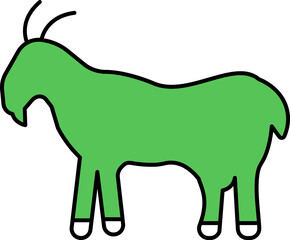 Goat Icon In Green And White Color.