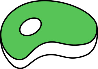 Beef Steak Icon In Green And White Color.