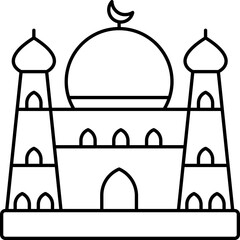 Mosque Icon In Black Outline.