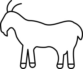 Goat Icon In Black Line Art.
