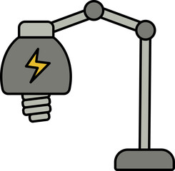 Desk Lamp Icon In Gray And Yellow Color.