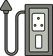 Extension Cord Icon In Gray And White Color.