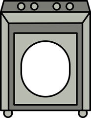 Washing Machine Icon In Gray And White Color.