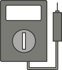 Multimeter Or Voltmeter Icon In Gray And White Color.