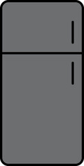 Double Door Fridge Icon In Gray Color.