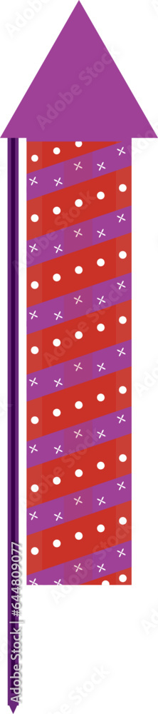 Poster firecracker rocket element in red and purple color.