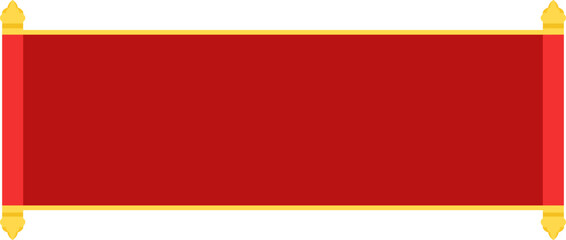 Scroll Banner Or Papyrus Paper Element In Red And Yellow Color.