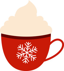Whipped Cream In Red Snowflake Cup Element.