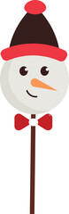 Snowman Cake Pops Or Lollipop Element In Flat Style.