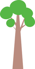 Flat Style Tree Element In Green And Brown Color.