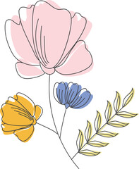 Doodle Style Floral Element On White Background.