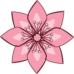 Flat Style Flower Element In Pink Color.