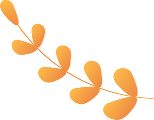 Orange Leaves Branch Element In Flat Style.