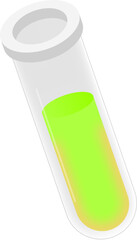 3D Rendering Test Tube Element In Green And Gray Color.