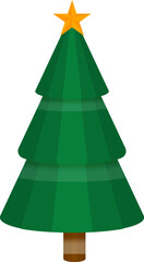 Fototapeta premium Paper Style Xmas Tree Element In Green And Orange Color.