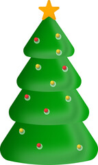 Glossy Decorative Xmas Tree Element In Green Color.
