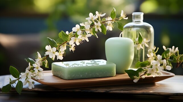 Organic handmade soap at home with beautiful light